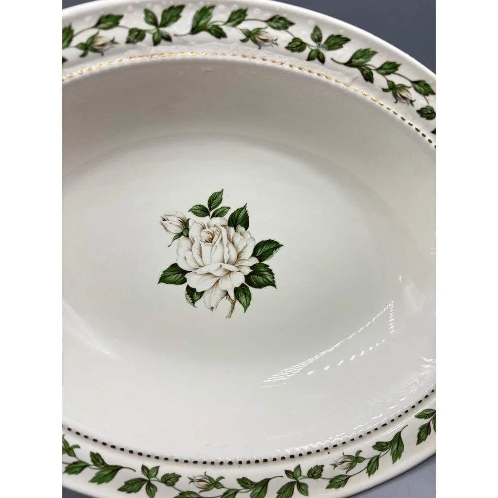 Hall Superior Quality Cameo Rose Oval Serving Bowl Vintage Mary Dunbar 10‎ Inch
